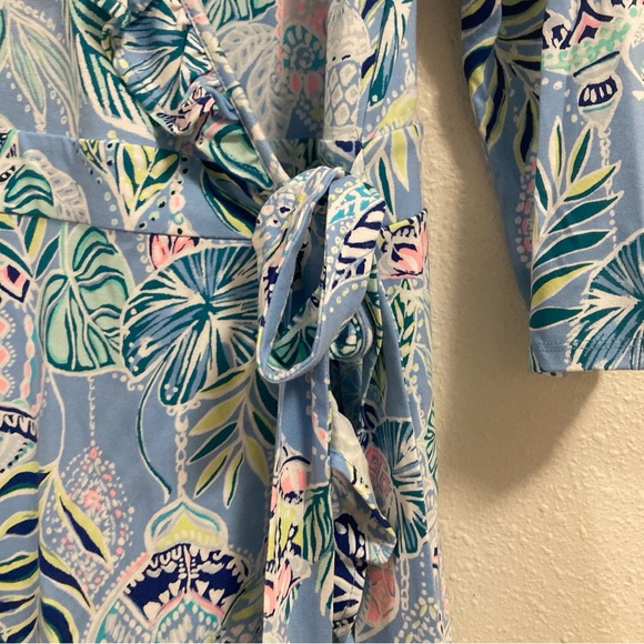 Lilly Pulitzer Dress Jessalynne Wrap Romper Blue Peri Lapis Lanterns Medium - Picture 6 of 16